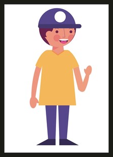 戴帽挥手的快乐小男孩