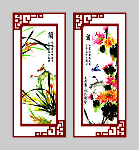 中式花鸟装饰画两幅