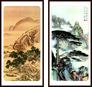 两幅中式山水国画作品