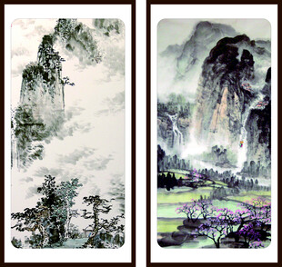 两幅中式山水国画作品