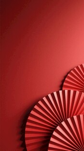红色扇形装饰背景图