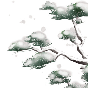 雪覆松枝图