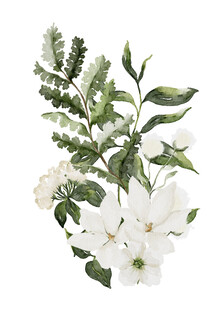 白色花卉绿植组合插画