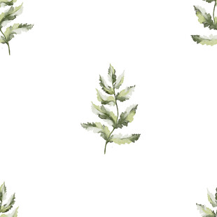 水彩风绿叶植物图案