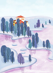 冬日雪野中的温馨小屋