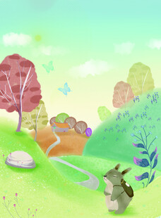 森林中的小动物欢乐场景