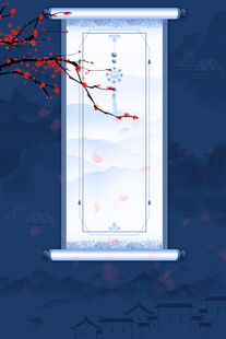 窗前红梅景静谧中式风
