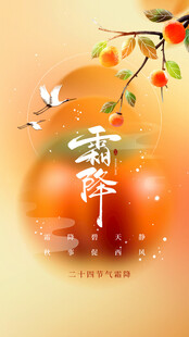 霜降节气海报插画