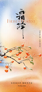 霜降节气海报插画