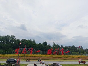 草原上的红色景观与马匹