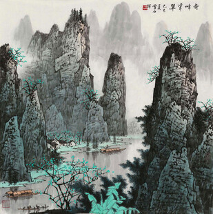 水墨山水国画风景图