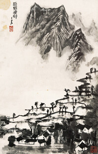 水墨山水村落图景