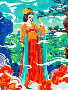 古风美人于奇幻山水间