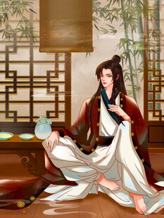 古风榻上依偎的男女