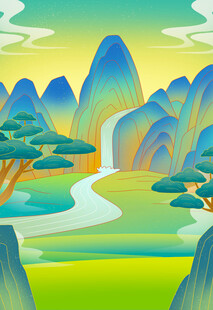 山水风光插画