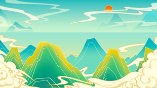 清新山川风景插画