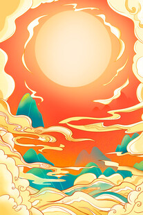 日出云海间的奇幻美景