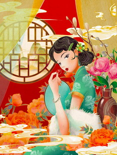 古典美人赏景图