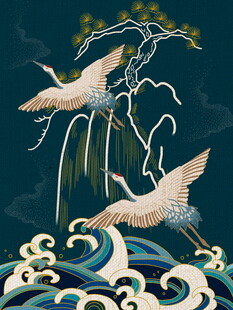 仙鹤踏浪图