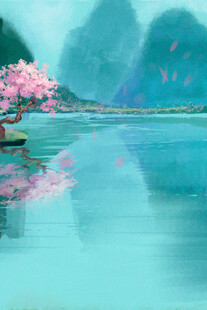 湖畔樱花景泛舟诗意浓