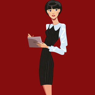 职业女性手持平板形象