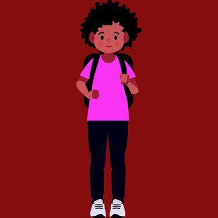 背着书包的黑人小女孩