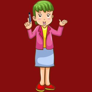 绿发女孩惊讶手势动作