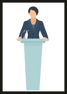 女士在讲台发言