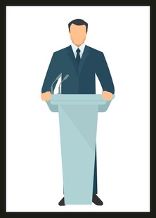 演讲者站在讲台前