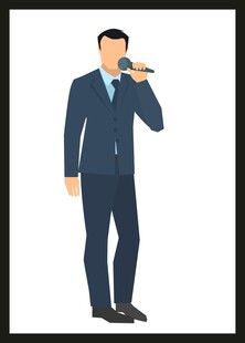 西装男子手持麦克风