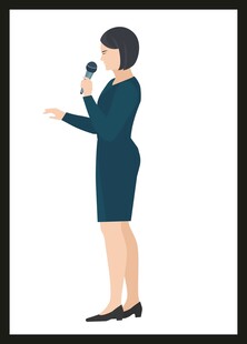 女士手持话筒做演讲
