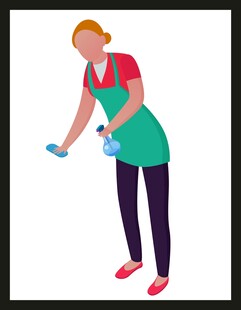 清洁女工手持清洁工具