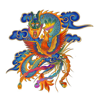 彩色祥瑞龙图案