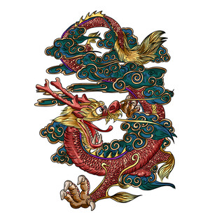 传统刺绣龙纹精美图案