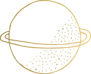 金色星球轮廓与星环图案