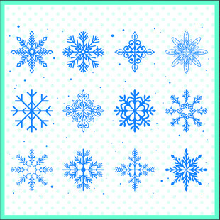 蓝色雪花图案集合