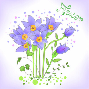 紫色花卉插画 清新自然风