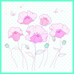 手绘粉色花朵插画图案
