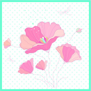 粉色花卉插画图案设计