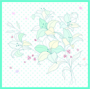 手绘清新百合花图案
