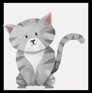 可爱条纹小猫插画