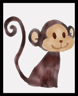 可爱卷尾小猴插画