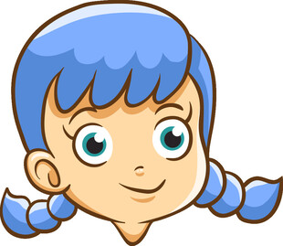 蓝发双马尾卡通女孩头像