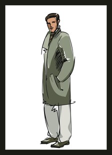 身着长款服饰的男士形象