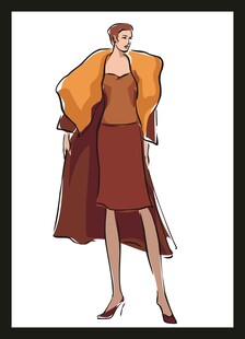 复古风格女士时尚服装插画