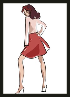 时尚红裙女性插画