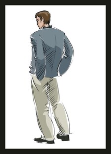 男士休闲装背影插画