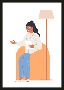 女子坐沙发惬意阅读场景