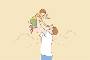 父亲举孩子欢乐瞬间