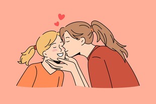 亲吻女孩的温馨瞬间